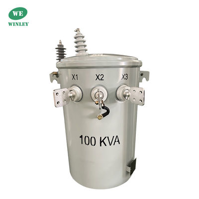 kaufen 100KVA Einphasen-Stäbe Verteiltransformator Öl eingetaucht 12470V 304SS Tank Flüssigkeit gefüllt Stab montiert Online-Herstellung