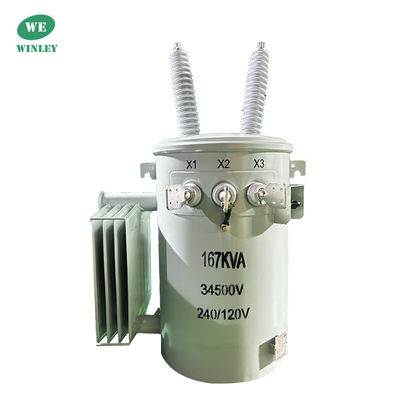 kaufen 167Kva Einphasen-Polen-montierte Transformator Öl eingetaucht 34,5KV bis 240V ANSI IEEE-Standards Stromverteiltransformator Online-Herstellung
