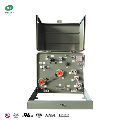 kaufen 75 kVA Einphasen-Transformator für die Stromverteilung, montiert auf einem Fundament, Stromverteilung Schleifeneinspeisung 13800 V auf 240 V mit UL/cUL-Zertifizierung Online-Herstellung