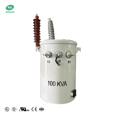kaufen 100 KVA Pole Mounted Overhead Distribution Transformer Einphasenöl eingetaucht 13800V bis 120V Online-Herstellung