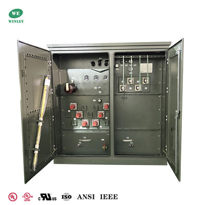 kaufen 1500 KVA Drei-Phasen-Pad-montierte Transformator mit 7-stufiger Off-Circuit-Tapping-Multi-Volt-Anpassung und Erdung Porzellan-Bushing Online-Herstellung