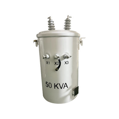 50kva Einphasenöl untergetaucht, auf Pol montierte Verteiltransformatoren 12470v bis 277v