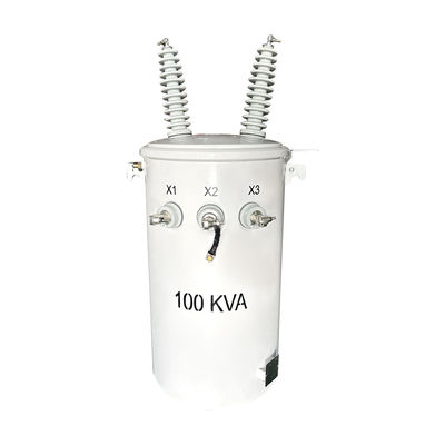 100 KVA Einphasen-Polen-Oberhead-Verteiltransformator Öl eingetaucht 34500V bis 120V