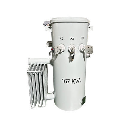 167Kva Einphasen-Polen-montierte Transformator CSP-Typ Verteilung Flüssigkeit gefüllt 100Hz 4160V bis 480V FR3