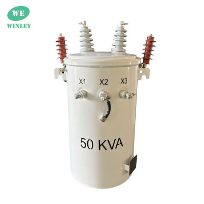50kva Einphasen-Polen-Montage-Transformator-Öl eingetaucht 12,47KV 304SS ANSI / IEEE C57